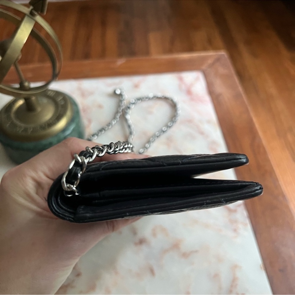 Dark Navy Blue, Long Caviar Chanel Flap Wallet with Added Chain woc - Picture 4 of 11
